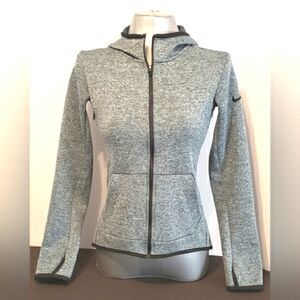 Nike Dri-Fit Women's Full Zip Hoodie Green Heather Thumb Holes Size Small